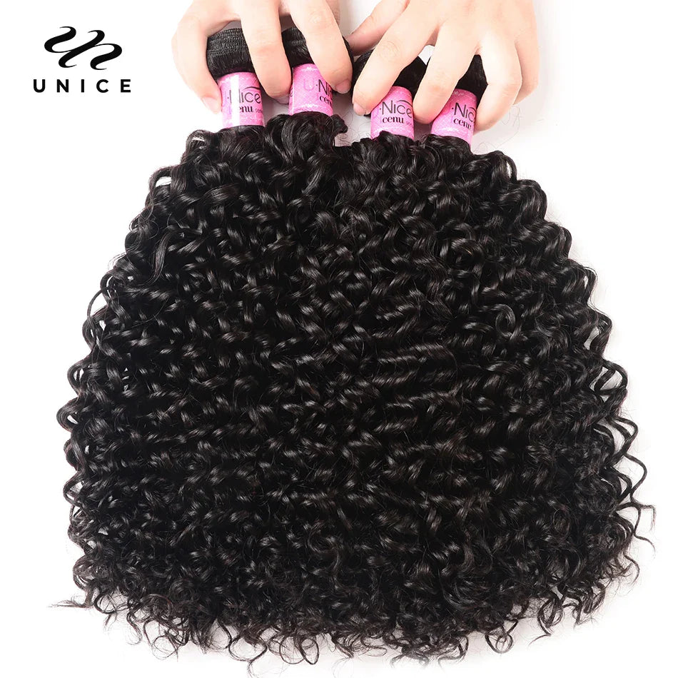 UNice Hair 100% Curly Weave Human Hair Bundles Remy Hair 8-26" Brazilian Hair Weave Bundles Natural Color 10A 3/4 Bundles Deal