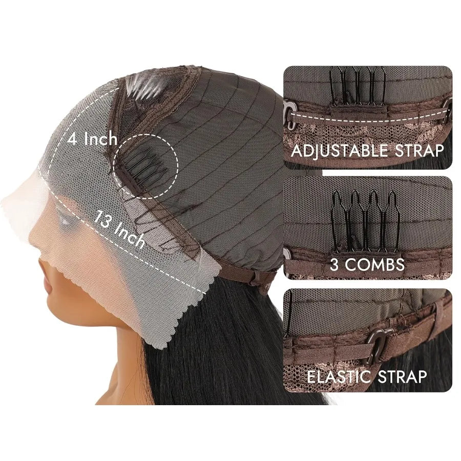 250% 40Inch Straight Lace Front Wigs Human Hair 13x6 HD Lace Frontal Wig 13X4 Bone Straight Human Hair Wig Pre Plucked For Women