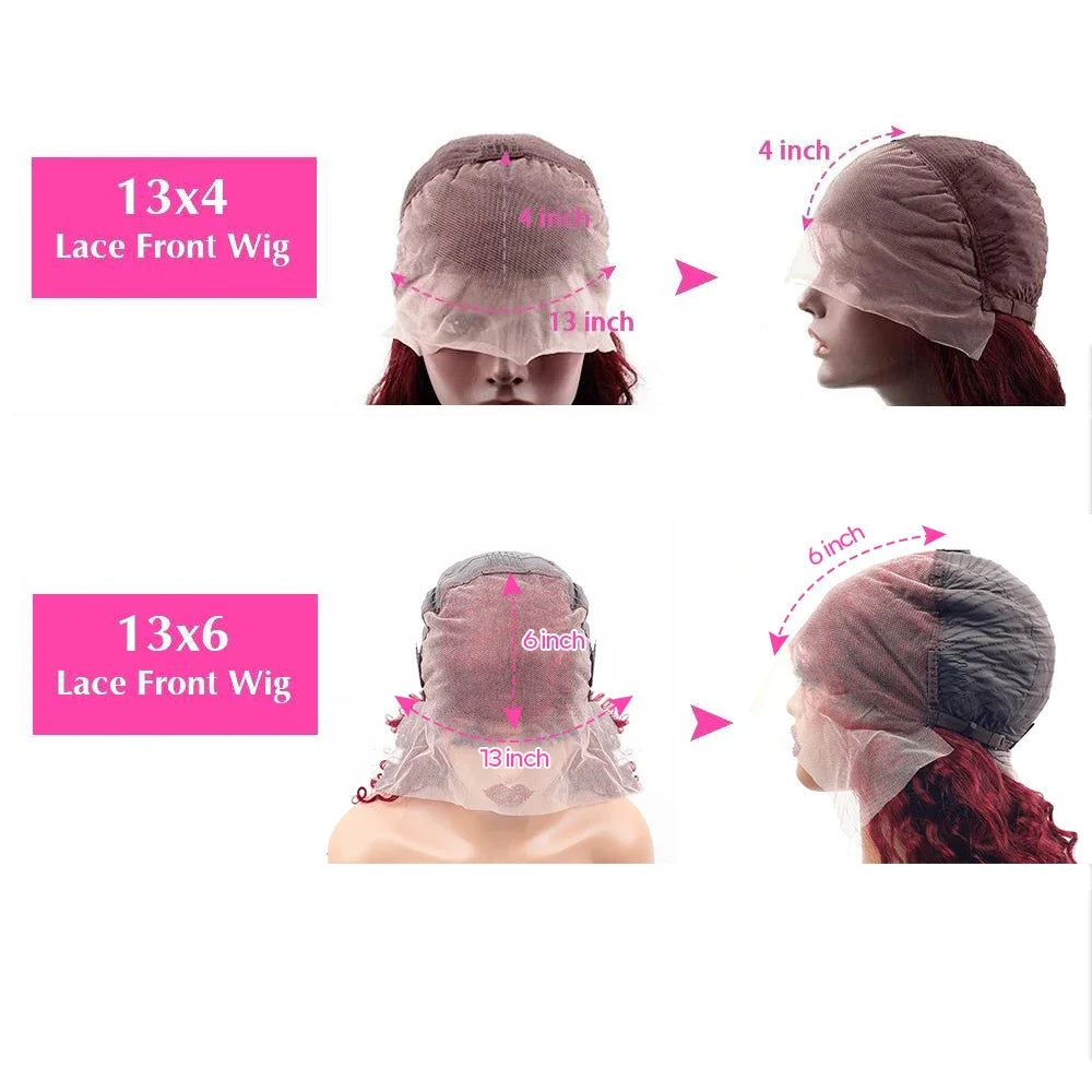 250% Density 99j Burgundy Kinky Curly Wig Human Hair 13x4 13x6 Full Frontal Lace Preplucked Colored Deep Wave Human Hair Wig