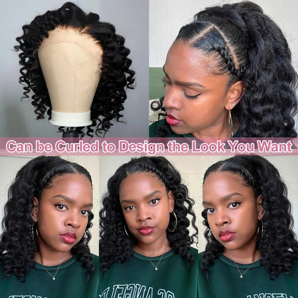 230% Kinky Straight Bob Human Hair Wigs 13x6 HD Lace Frontal Edges Curly Afro Yaki Short Hair Glueless Wigs 4x4 7x5 Closure Wigs