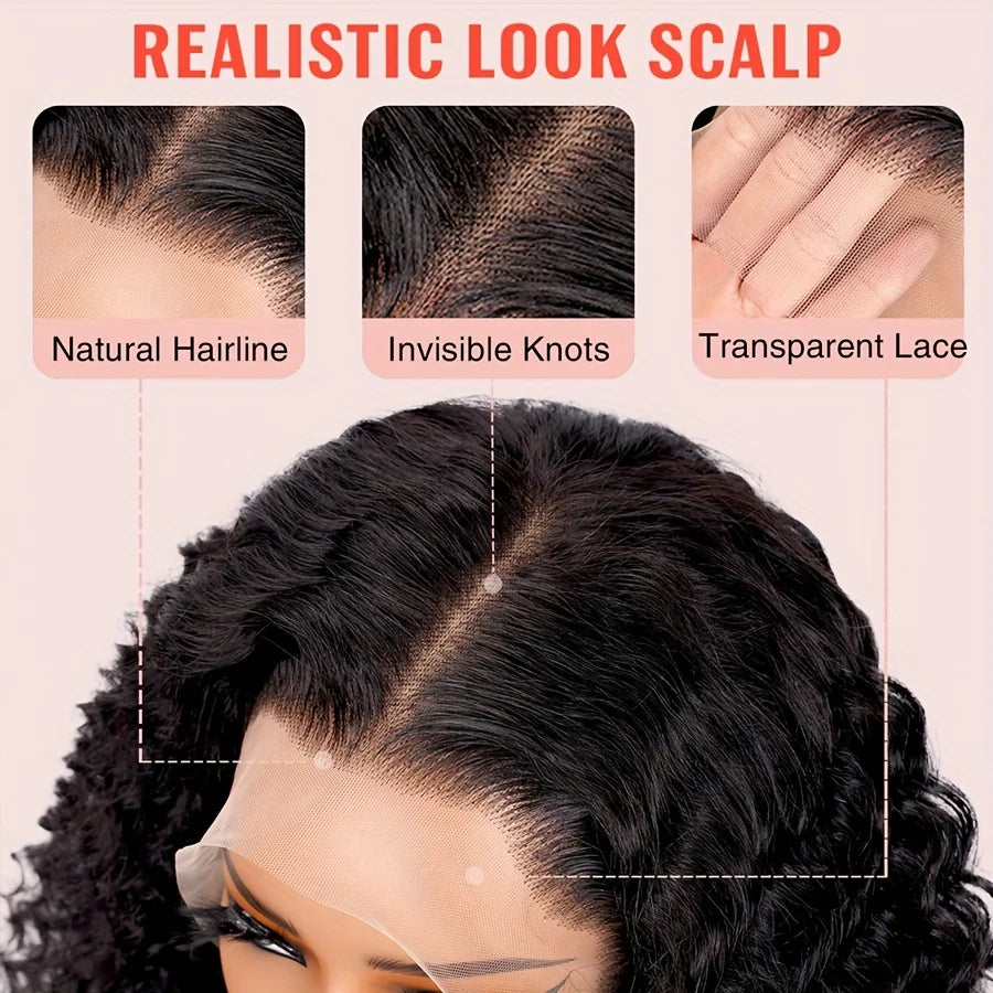 Deep Wave BOB Wig Human Hair 13x4 HD Curly Lace Front Wigs Human Hair Pre Plucked Wear And Go Glueless Short Curly Frontal BOB