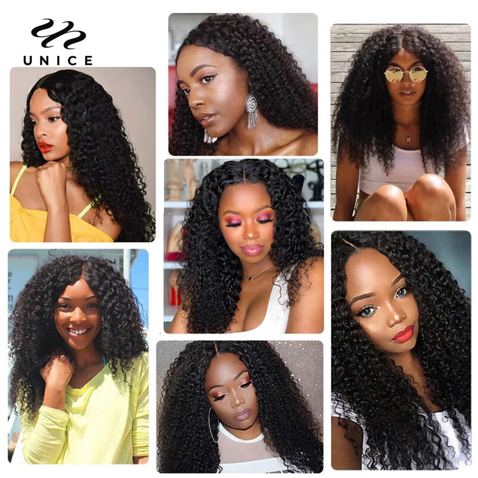 UNice Hair 100% Curly Weave Human Hair Bundles Remy Hair 8-26" Brazilian Hair Weave Bundles Natural Color 10A 3/4 Bundles Deal