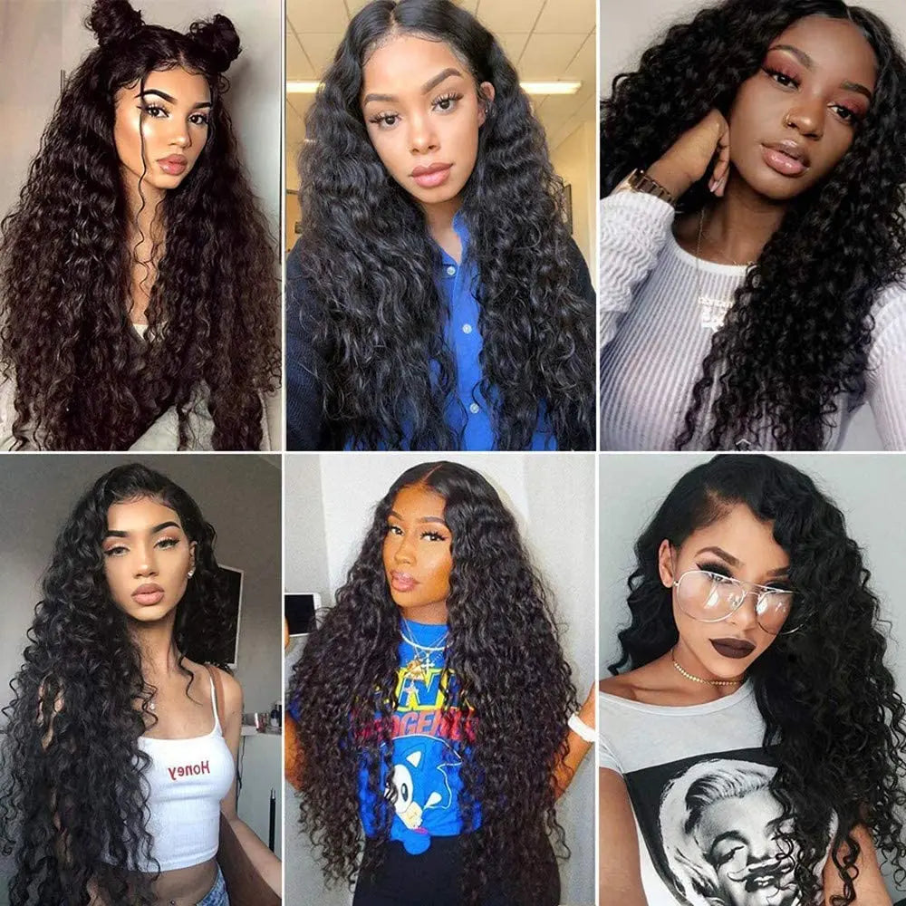 10A Peruvian Hair Bundles With Frontal Water Wave Bundles With Frontal Closure 13x4 Ear to Ear Lace Human Hair Weave Extensions, Length - 24 24 24 Frontal 20