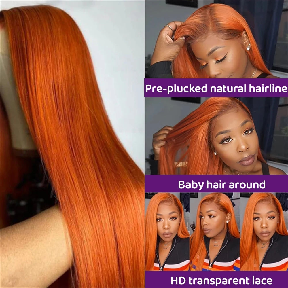 Ginger Orange Lace Front Human Hair Wig - 13x4 Lace Frontal | RemyRoots Boutique