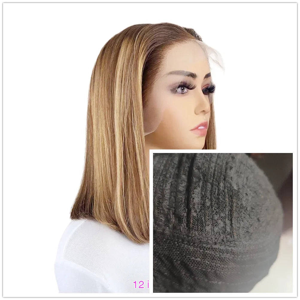 Human Hair Pre Plucked Straight Bob Lace Frontal Wigs