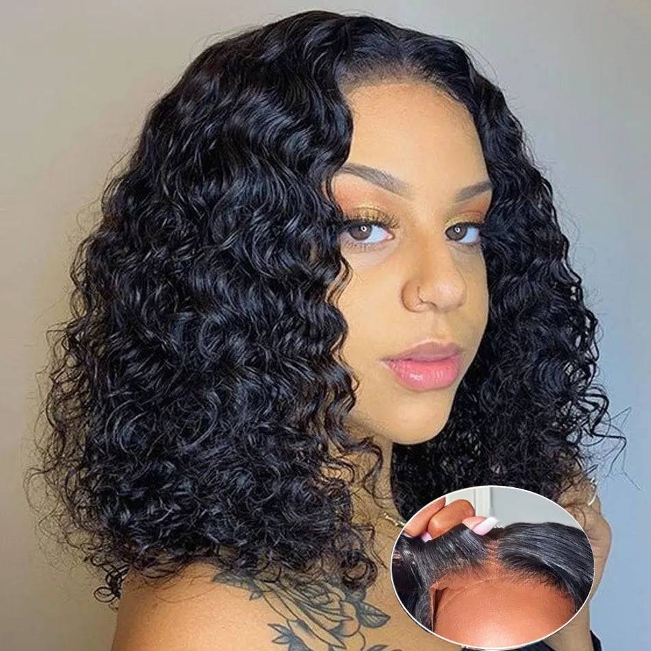 Glueless Water Wave Short Bob Wig – 100% Human Hair with HD Transparent Lace | RemyRoots Boutique