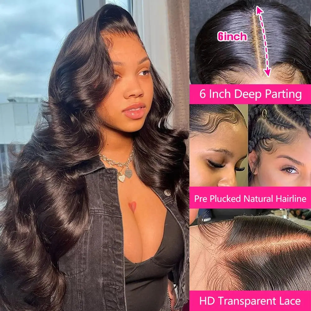 "13x6 Body Wave HD Lace Frontal Wig & 13x4 Water Wave Lace Front Wig - 100% Brazilian Human Hair | Available at RemyRootsBoutique"