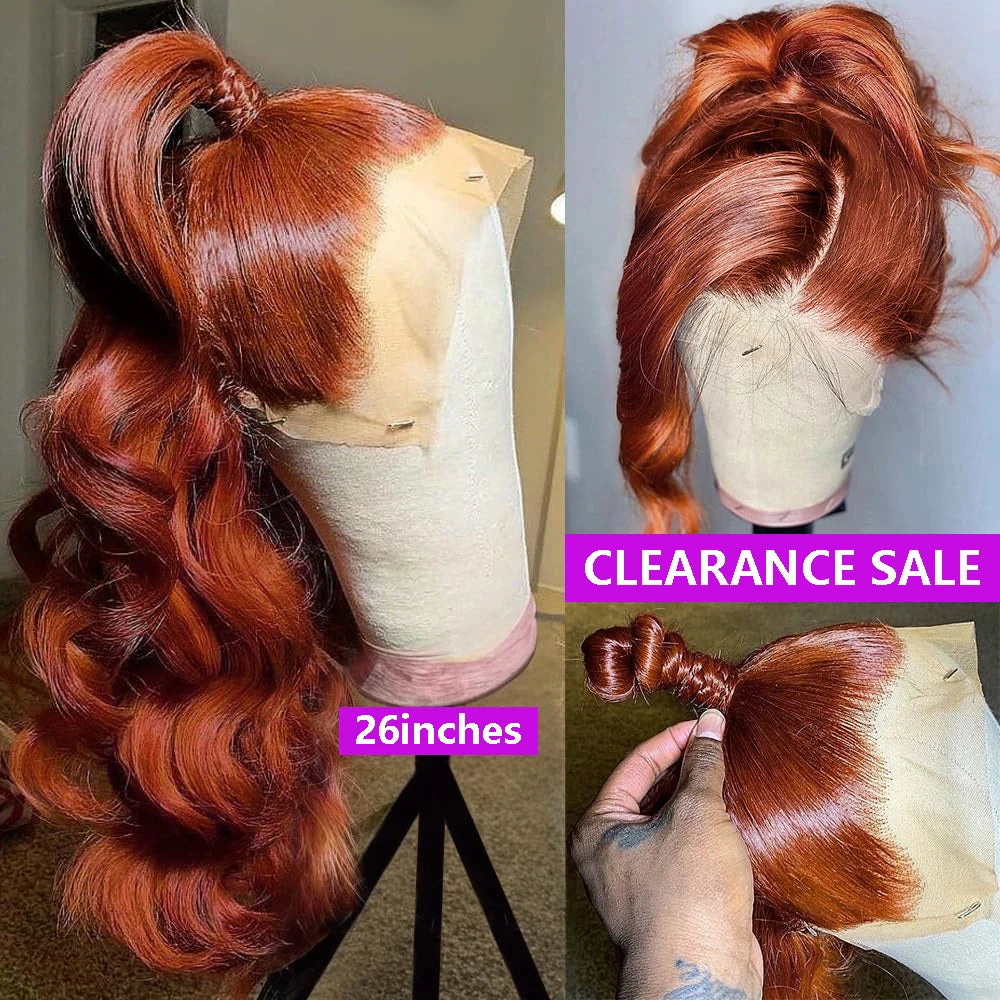 Reddish Brown Body Wave Lace Front Wig 13x6 13x4 HD Transparent Lace Frontal Wigs Pre Plucked Closure Wig For Women 180% Density