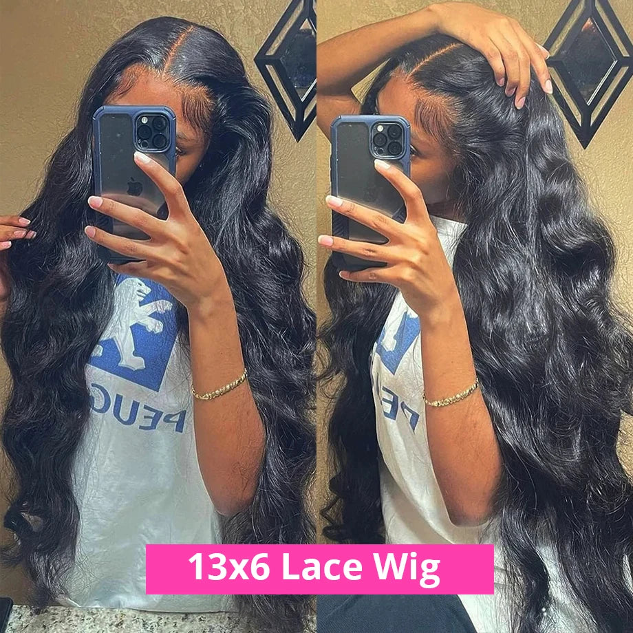 "13x6 Body Wave HD Lace Frontal Wig & 13x4 Water Wave Lace Front Wig - 100% Brazilian Human Hair | Available at RemyRootsBoutique"