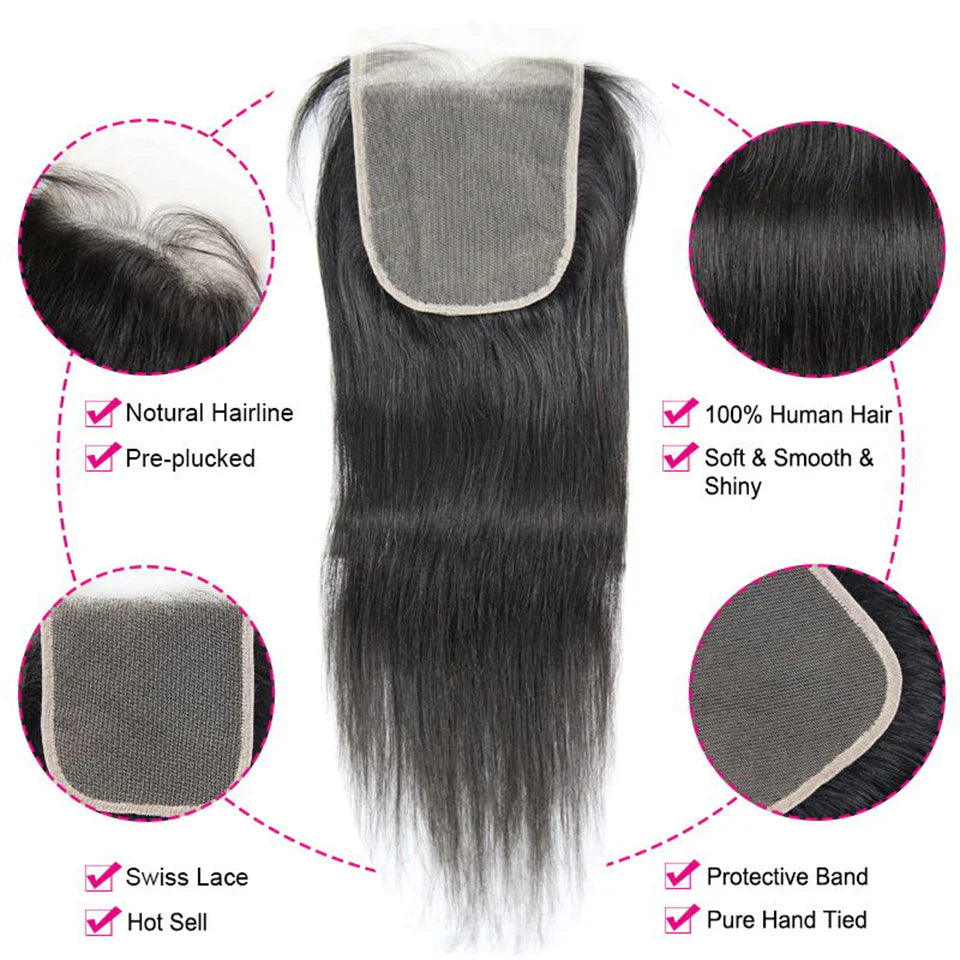 Brazilian Straight Remy Hair 36 40 Inch Human Hair Bundles With 13X4 Lace Frontal Promqueen Human Hair Ear To Ear 4x4 Closure