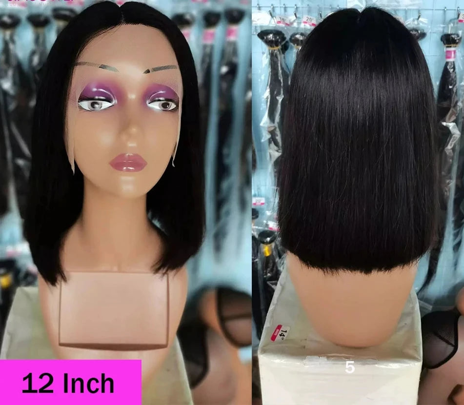 Straight Bob Wig - T Part Lace Brazilian Human Hair, Natural Color | RemyRootsBoutique