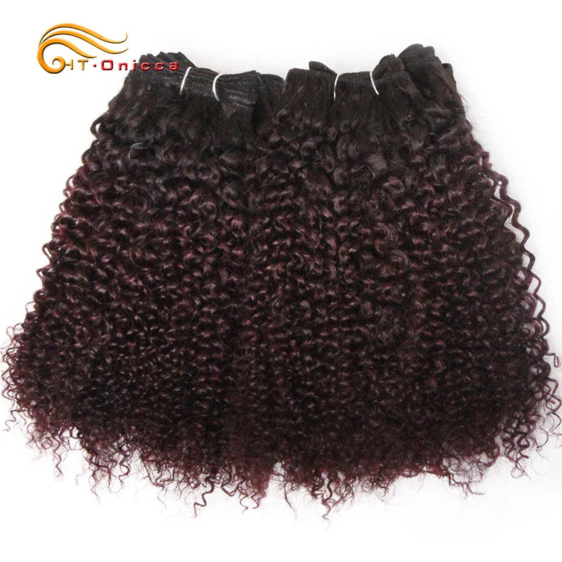 6Pcs/Lot Peruvian Curly Bundles Jerry Curl Double Drawn Human Hair Remy Funmi Hair T1B 30 99J Colored Hair Extension