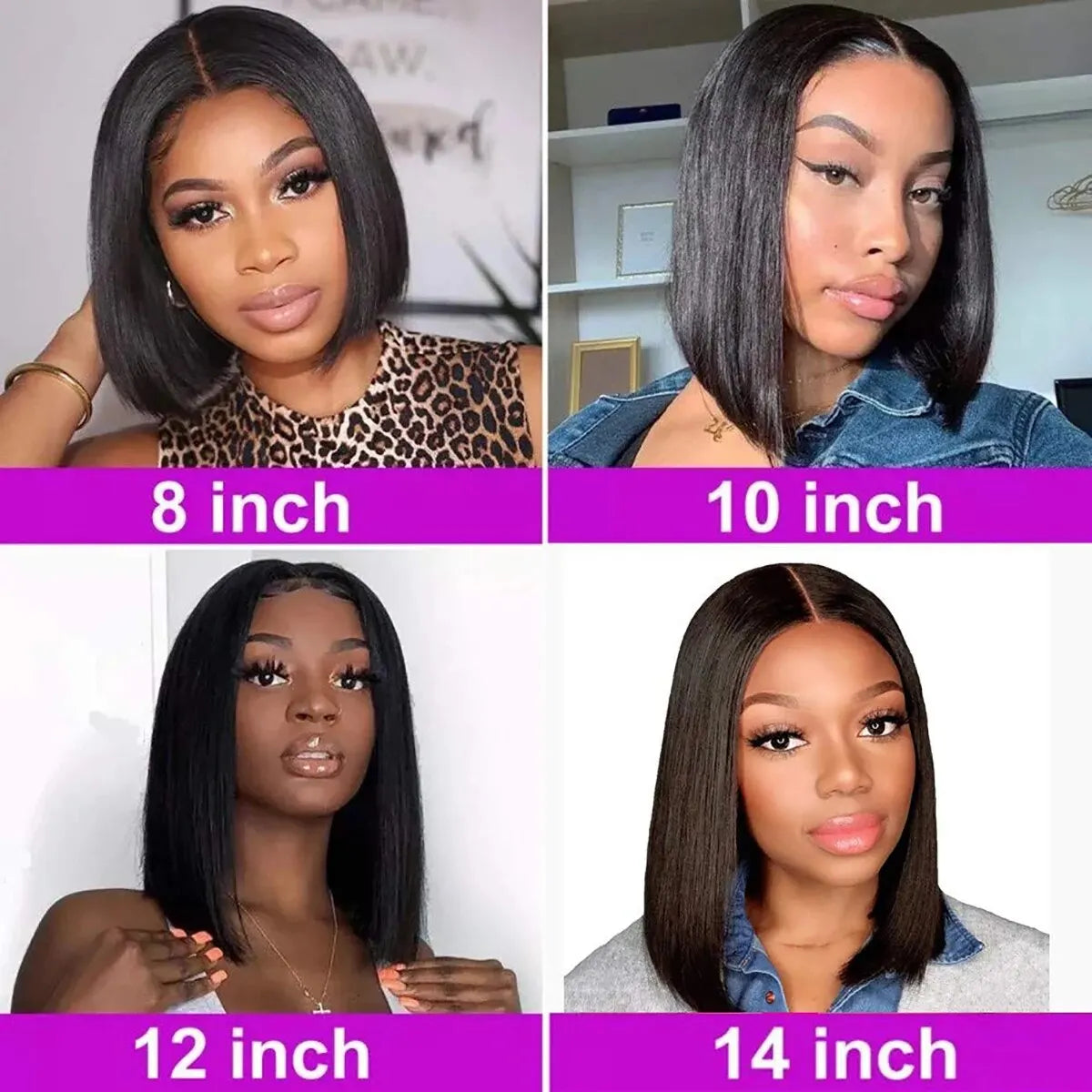 100% Human Hair. Remy Lace Bob Wig. Indian. Pre-Plucked Natural Look. Flawless Install ✂️ ✨ 
Silky Straight Bob Wig. For Queens with Kinky & Coily Hair