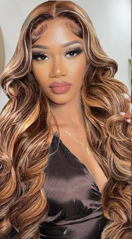 Ombre Blonde Body Wave Lace Front Wig HD Highlight Wig Human Hair