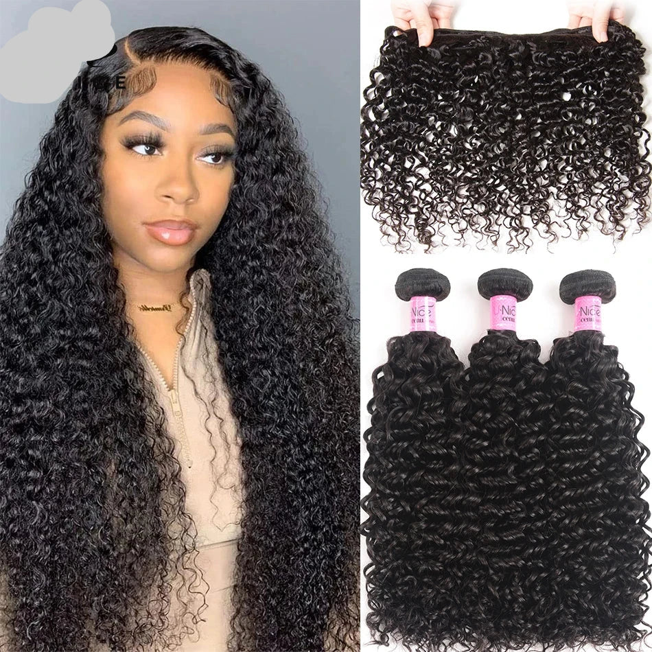 100% Brazilian Curly Weave Remy Hair Bundles - Premium Quality by UNICE Official Store