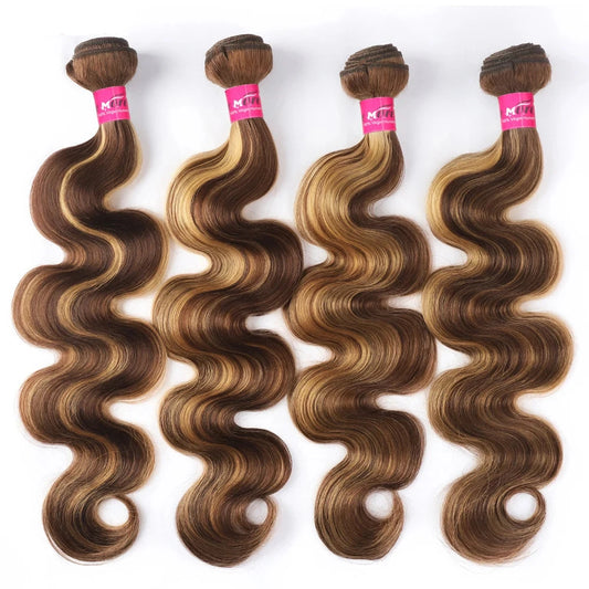 P4/27 Highlight Body Wave Bundles – 100% Brazilian Remy Human Hair, 30" & 32" Lengths | RemyRootsBoutique