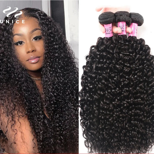 UNice Hair 100% Curly Weave Human Hair Bundles Remy Hair 8-26" Brazilian Hair Weave Bundles Natural Color 10A 3/4 Bundles Deal