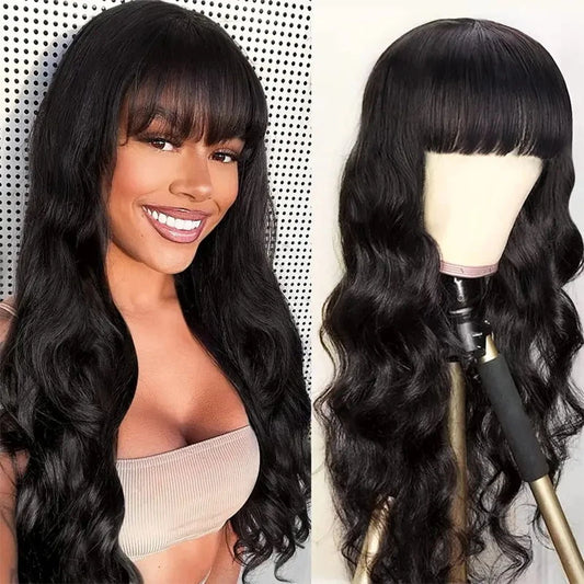 Body Wave Wig with Bangs - Brazilian Human Hair, Glueless & Ready-to-Wear | RemyRootsBoutique