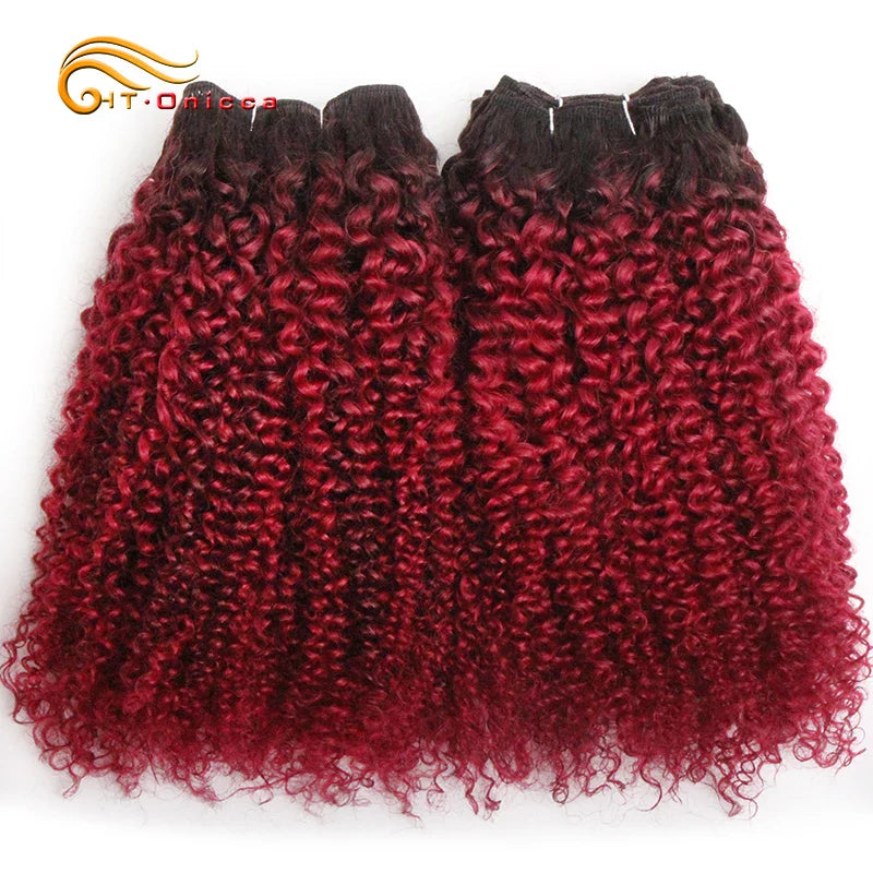 6Pcs/Lot Peruvian Curly Bundles Jerry Curl Double Drawn Human Hair Remy Funmi Hair T1B 30 99J Colored Hair Extension