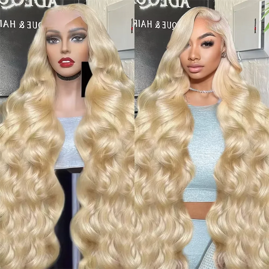 Body Wave 613 Blonde Colored 220% Density 13x4 13x6 Full Frontal HD Transparent Lace Wigs For Women 40 46 Inches Human Hair