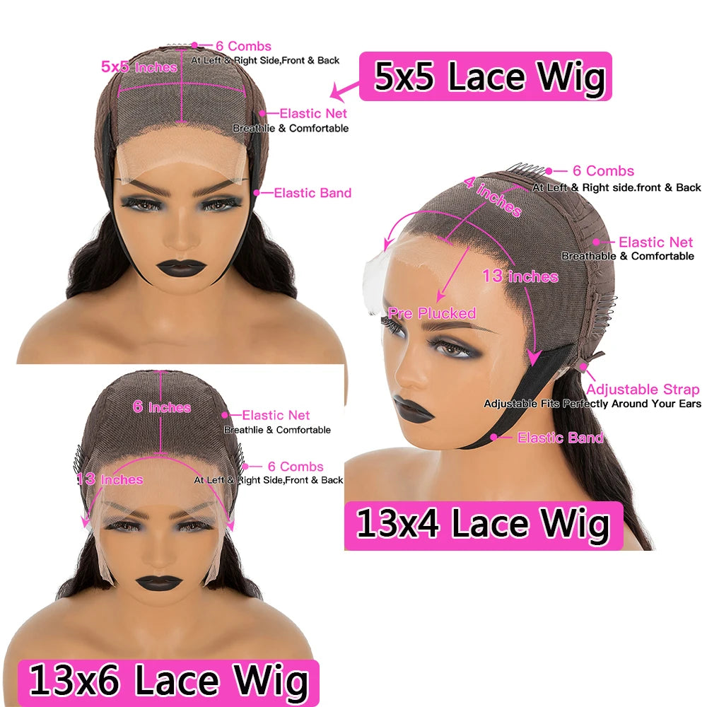 13x6 HD Lace Frontal Wig Body Wave Transparent Lace Front Human Hair Wigs PrePlucked Glueless 5x5 Closure Wig For Women's wigs