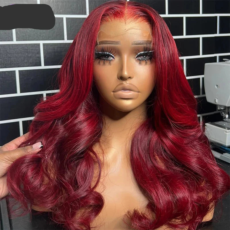 5x5 Lace Closure Wig Ombre Red – 13x4 Lace Front Human Hair Wig | RemyRoots Boutique