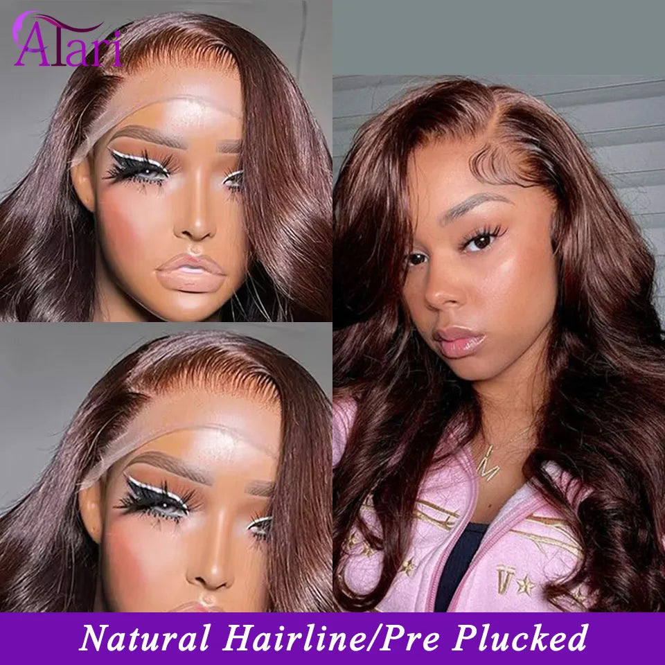 Dark Ginger 13X6 Transparent Lace Frontal Wig For Woman Ginger Brown Body Wave Lace Front Wig Preplucked Brazilian Remy Hair Wig