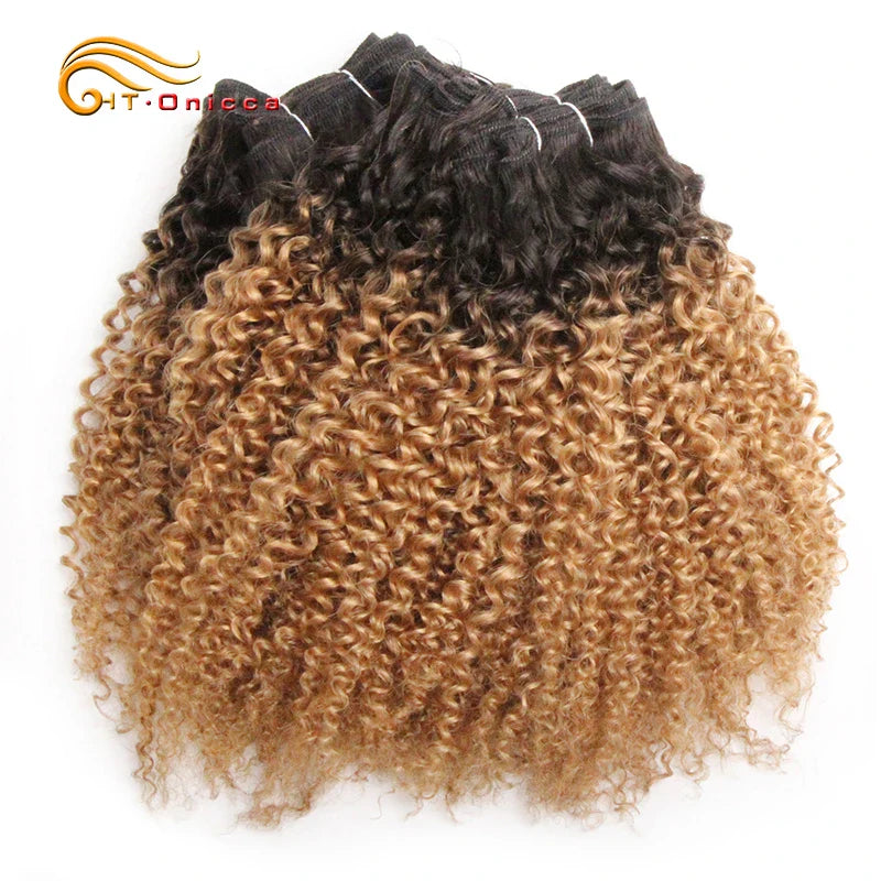 6Pcs/Lot Peruvian Curly Bundles Jerry Curl Double Drawn Human Hair Remy Funmi Hair T1B 30 99J Colored Hair Extension