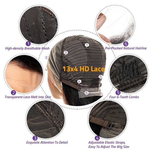 30 36 Inches Chocolate Brown Lace Front 100% Human Hair Wig Pre Plucked Dark Brown Bone Straight 13x4 13x6 HD Lace Frontal Wigs