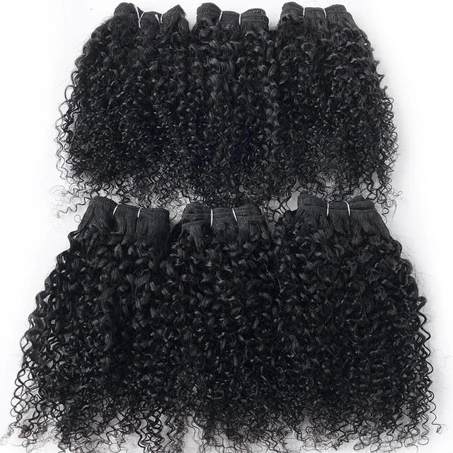 6Pcs/Lot Peruvian Curly Bundles Jerry Curl Double Drawn Human Hair Remy Funmi Hair T1B 30 99J Colored Hair Extension