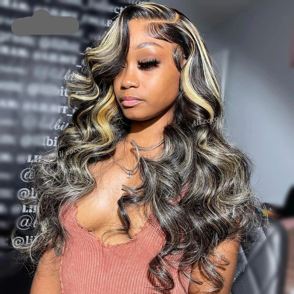 Blonde Highlight 13x4 Lace Frontal Wig – Body Wave Brazilian Human Hair | RemyRoots Boutique